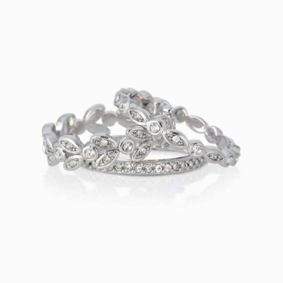 Stella & Dot Claudia Stackable Silver CZ Rings Bands - Picture 6 of 7